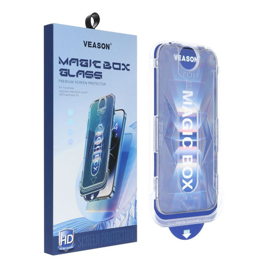 Folie de protectie Ecran Veason PRO pentru Apple iPhone 15 Pro Max, Sticla Securizata, Full Glue, 6D, Neagra