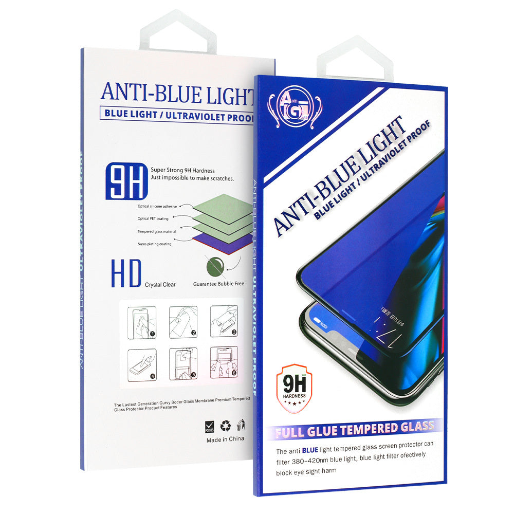 Folie de protectie Ecran Anti Blue Light OEM pentru Samsung Galaxy A70 A705, Sticla Securizata, Full Glue, Neagra