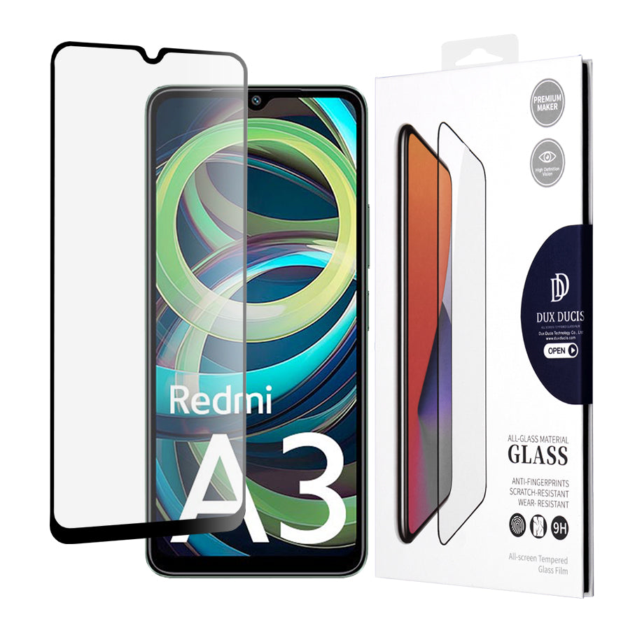 Folie de protectie Ecran DUX DUCIS pentru Xiaomi Redmi A3, Sticla Securizata, Edge Glue, Neagra