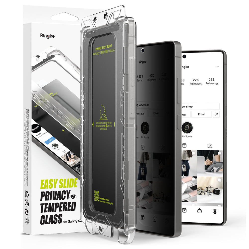 Folie de protectie Ecran Privacy Ringke Easy Slide pentru Samsung Galaxy S25 Ultra S938, Sticla Securizata, Full Glue, Set 2 bucati