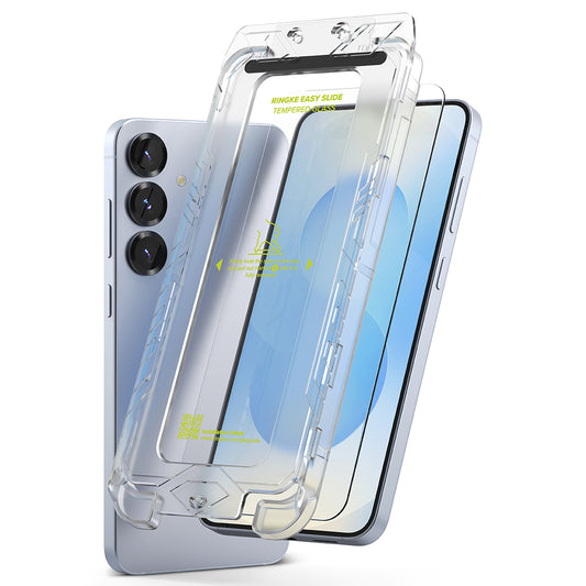 Folie de protectie Ecran Ringke Easy Slide pentru Samsung Galaxy S25+ S936, Sticla Securizata, Full Glue, Set 2 bucati