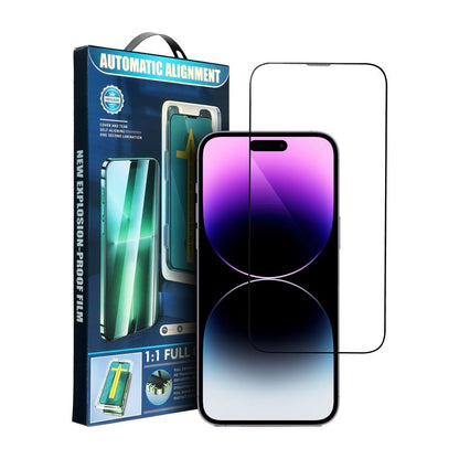 Folie de protectie Ecran OEM Automatic Alignment pentru Apple iPhone 14 Plus / 13 Pro Max, Sticla Securizata, Full Glue, 5D, Neagra