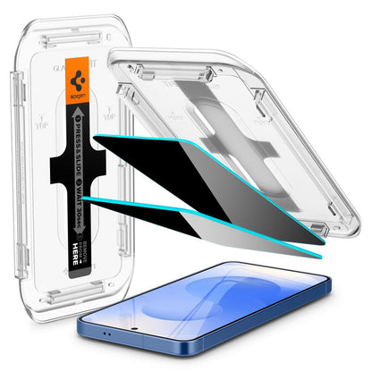 Folie de protectie Ecran Privacy Spigen GlastR EZ FIT HD pentru Samsung Galaxy S25 S931 / S24 S921, Sticla Securizata, Full Glue, Set 2 bucati
