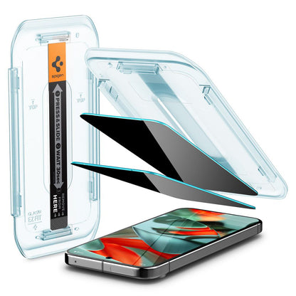 Folie de protectie Ecran Privacy Spigen GlastR EZ FIT pentru Google Pixel 9 Pro XL, Sticla Securizata, Full Glue, Set 2 bucati AGL09313