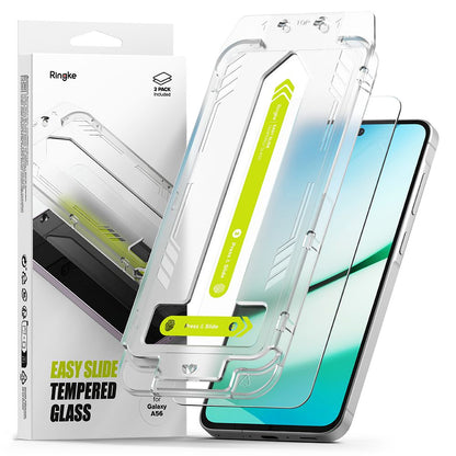 Folie de protectie Ecran Ringke Easy Slide pentru Samsung Galaxy A56 A566, Sticla Securizata, Full Glue, Set 2 bucati