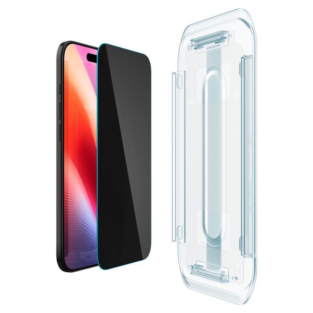 Folie de protectie Ecran Privacy Spigen GlastR EZ FIT pentru Apple iPhone 17 Air, Sticla Securizata, Full Glue, Set 2 bucati AGL09862