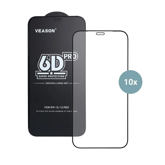 Folie de protectie Ecran Veason PRO pentru Apple iPhone 17 Pro, Sticla Securizata, Full Glue, Set 10 bucati, 6D, Neagra
