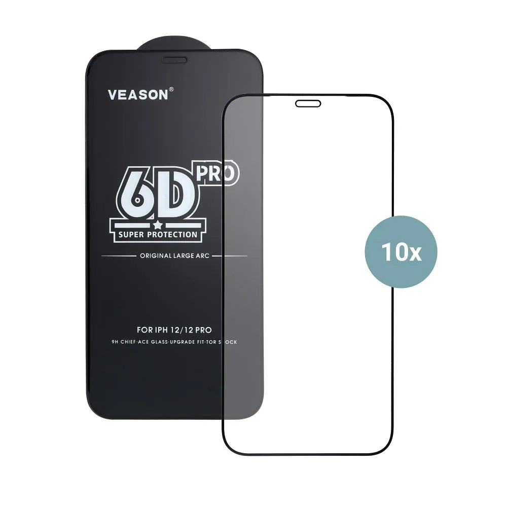 Folie de protectie Ecran Veason PRO pentru Apple iPhone 17 Air, Sticla Securizata, Full Glue, Set 10 bucati, 6D, Neagra