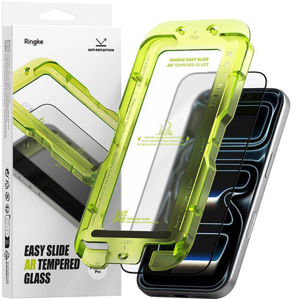 Folie de protectie Ecran Ringke Easy Slide AR pentru Apple iPhone 17 Pro, Sticla Securizata, Full Glue, 2.5D, Neagra, Resigilata