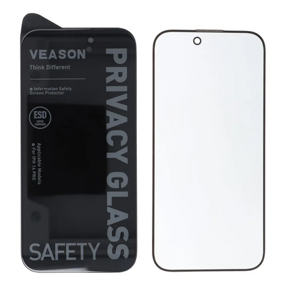 Folie de protectie Ecran Privacy Veason pentru Apple iPhone 17e / 16e / 14 / 13 Pro, Sticla Securizata, Full Glue, 6D