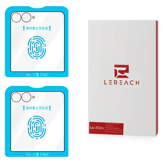 Folie de protectie Ecran Exterior Lereach pentru Samsung Galaxy Z Flip8 F776 / Galaxy Z Flip7 F766, Sticla Securizata, Full Glue, Set 2 bucati, Neagra