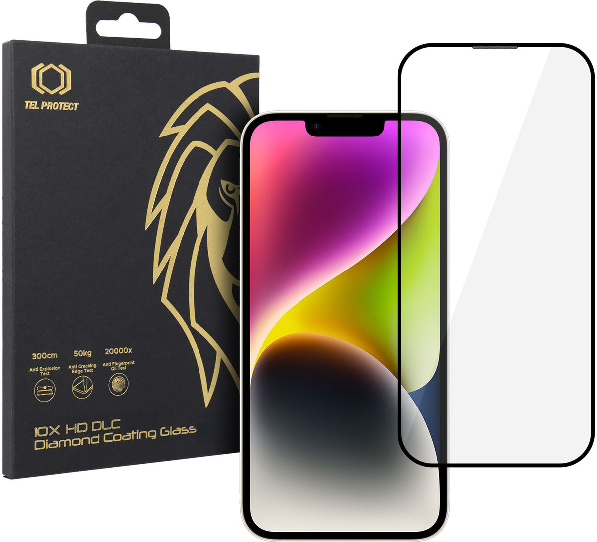 Folie de protectie Ecran Tel Protect 10X HD DLC Diamond Coating pentru Apple iPhone 17e / 16e / 14 / 13 Pro / 13, Sticla Securizata, Full Glue, Neagra