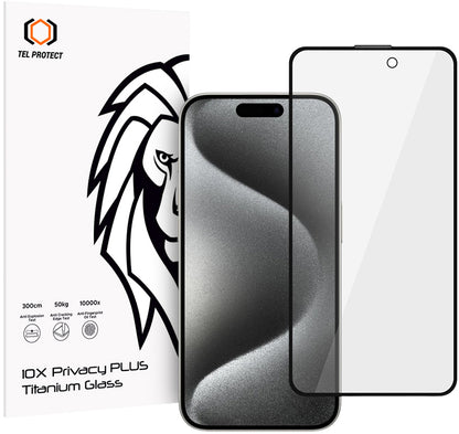 Folie de protectie Ecran Privacy Tel Protect 10X Plus Titanium pentru Apple iPhone 17 / 16 Pro, Sticla Securizata, Full Glue