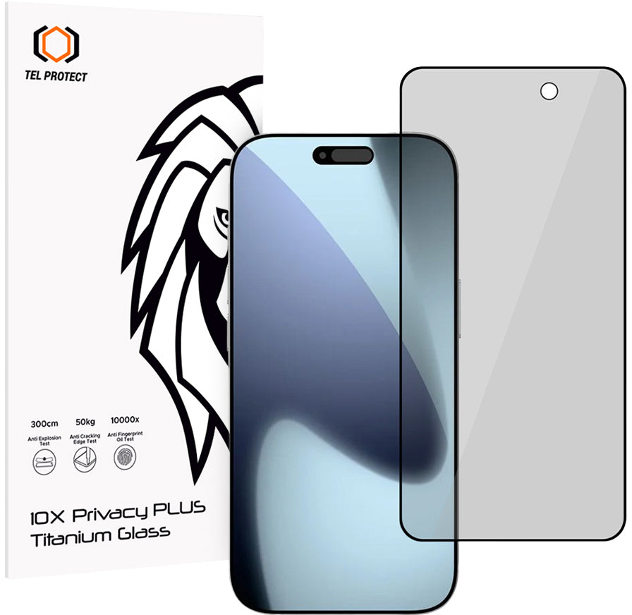 Folie de protectie Ecran Privacy Tel Protect 10X Plus Titanium pentru Apple iPhone 17 Pro, Sticla Securizata, Full Glue