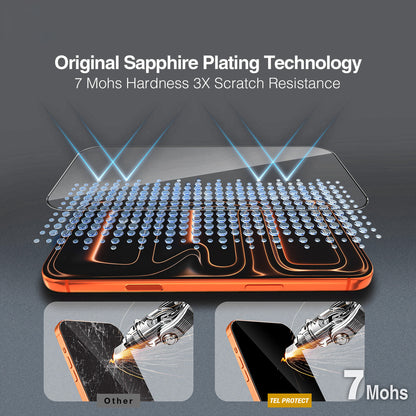 Folie de protectie Ecran Tel Protect 10X HD DLC Diamond Coating pentru Apple iPhone 17e / 16e / 14 / 13 Pro / 13, Sticla Securizata, Full Glue, Neagra