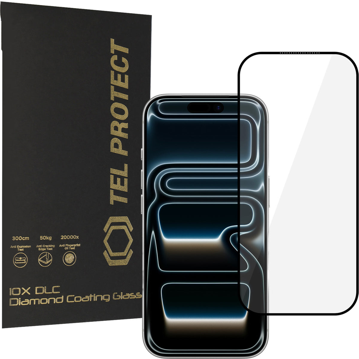 Folie de protectie Ecran Tel Protect 10X HD DLC Diamond Coating pentru Apple iPhone 18 Pro Max / 17 Pro Max, Sticla Securizata, Full Glue, Neagra