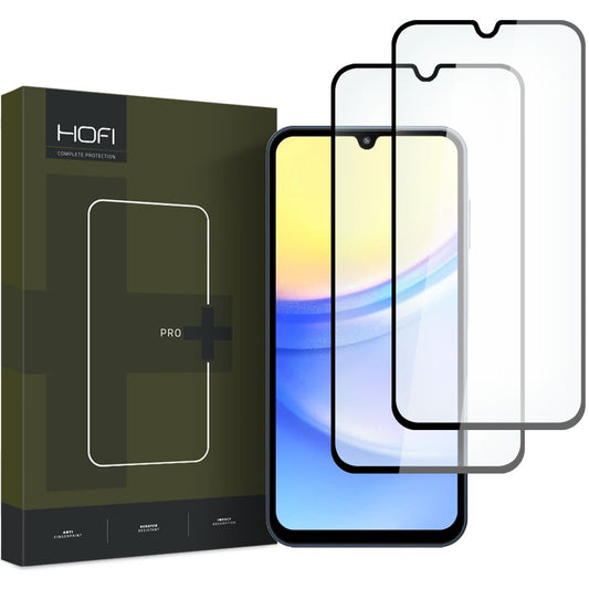 Screen protector HOFI Glass PRO+ for Samsung Galaxy Galaxy A15 5G A156 / A15 A155, Glass Shield, Full Glue, Set 2 pieces, 2.5D, Black 