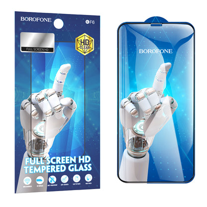 Folie de protectie Ecran Borofone BF6 Diamond Armor pentru Apple iPhone 17e / 16e / 14 / 13 Pro, Sticla Securizata, Full Glue, Set 10 bucati, Neagra