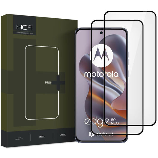 HOFI Glass PRO+ Screen Protector for Motorola Edge 50 Neo, Protective Glass, Full Glue, Set of 2 pieces, 2.5D, Black