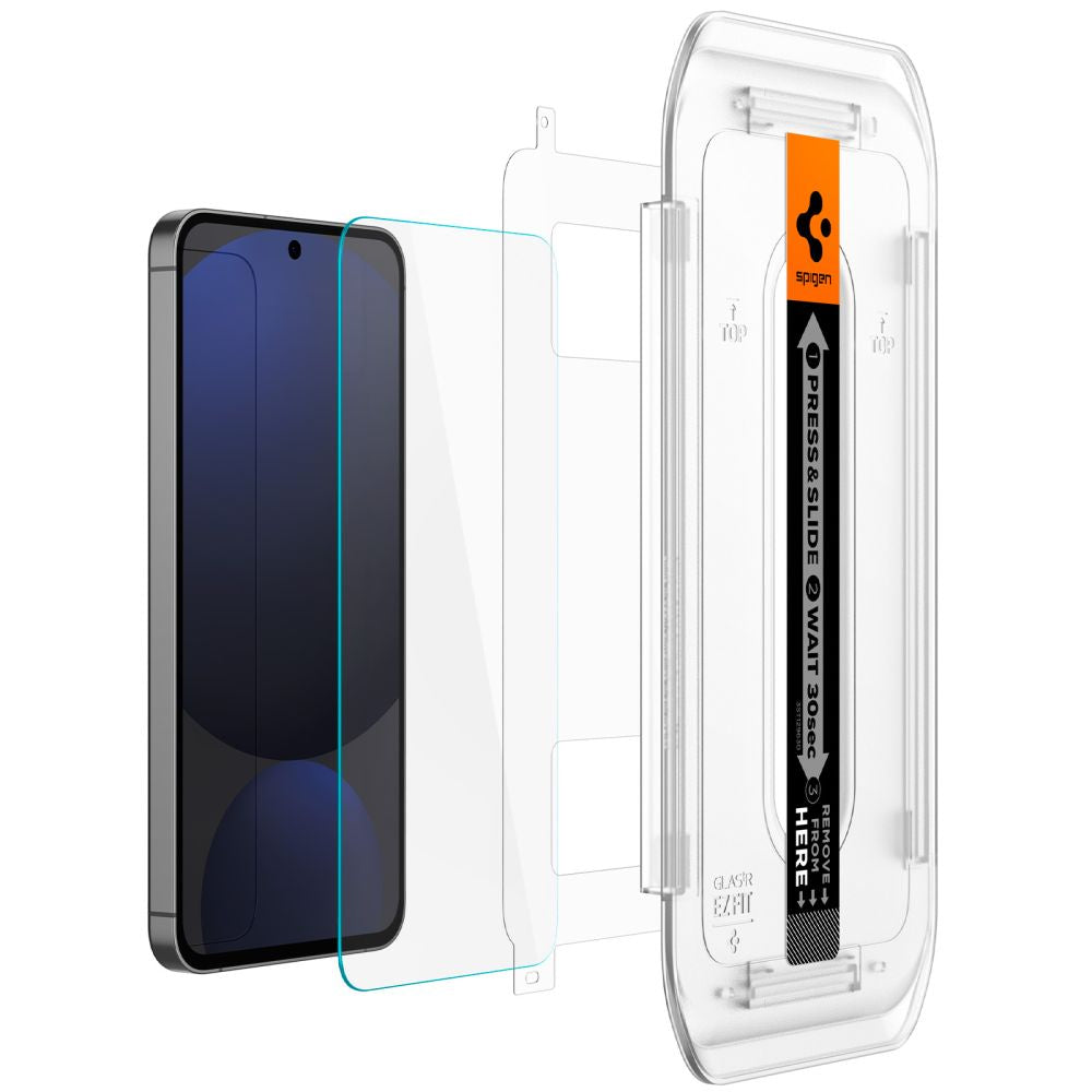 Folie de protectie Ecran Spigen EZ FIT pentru Samsung Galaxy S24 FE S721, Sticla Securizata, Full Glue, Set 2 bucati AGL08729