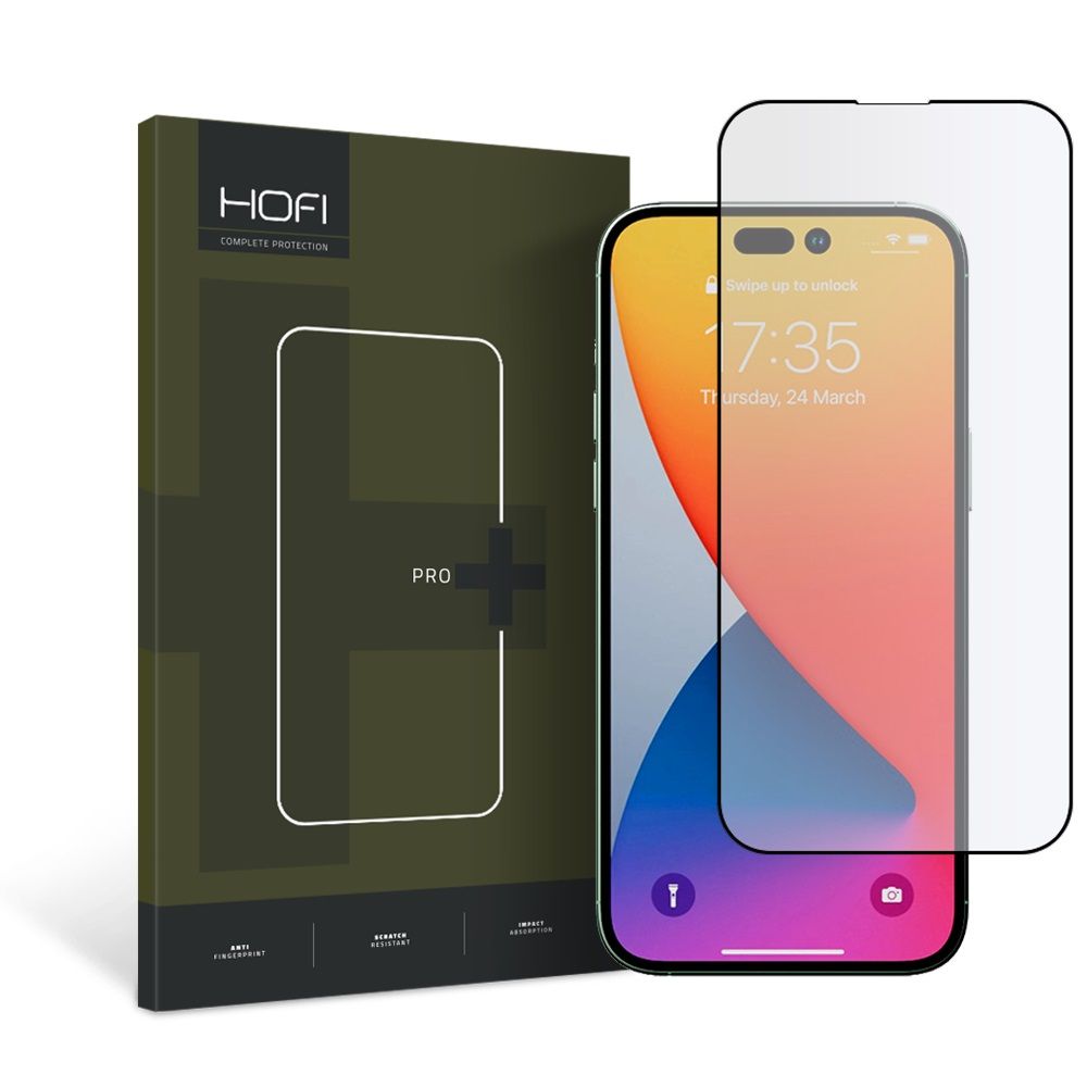 Folie de protectie Ecran HOFI PRO+ pentru Apple iPhone 14 Pro, Sticla Securizata, Full Glue, Neagra