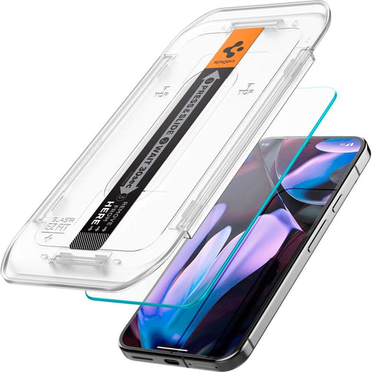 Folie de protectie Ecran Spigen GlastR EZ FIT pentru Google Pixel 9 Pro XL, Sticla Securizata, Full Glue, Set 2 bucati AGL08445