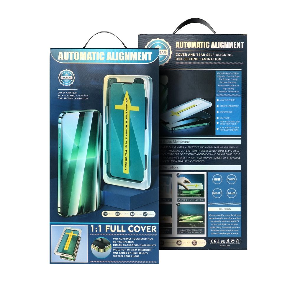 Folie de protectie Ecran OEM Automatic Alignment pentru Apple iPhone 12 Pro, Sticla Securizata, Full Glue, 5D, Neagra