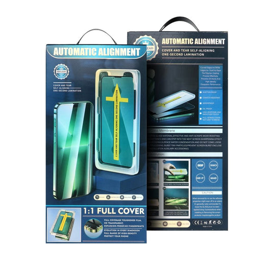 Folie de protectie Ecran OEM Automatic Alignment pentru Apple iPhone 14 Pro Max, Sticla Securizata, Full Glue, 5D, Neagra