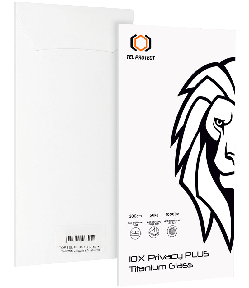 Folie de protectie Ecran Privacy Tel Protect 10X Plus Titanium pentru Apple iPhone 17 / 16 Pro, Sticla Securizata, Full Glue