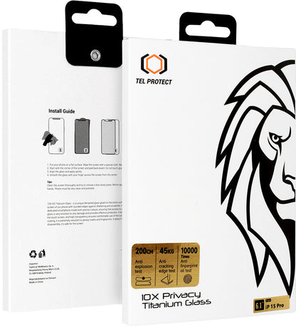 Folie de protectie Ecran Privacy Tel Protect 10X Plus Titanium pentru Apple iPhone 17 Pro Max, Sticla Securizata, Full Glue