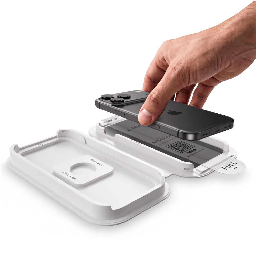 Folie de protectie Ecran Tech-Protect OneTouch pentru Apple iPhone 18 Pro / 17 Pro, Sticla Securizata, Full Glue, Set 2 bucati, Transparenta