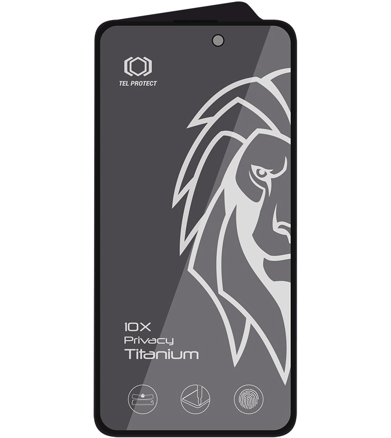 Folie de protectie Ecran Privacy Tel Protect 10X Plus Titanium pentru Apple iPhone 17 / 16 Pro, Sticla Securizata, Full Glue