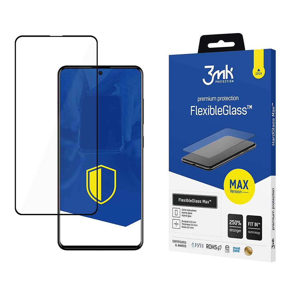 Folie de protectie Ecran 3MK FlexibleGlass Max pentru Samsung Galaxy A52s 5G A528 / A52 5G A526 / A52 A525, Sticla Flexibila, Full Glue, Neagra