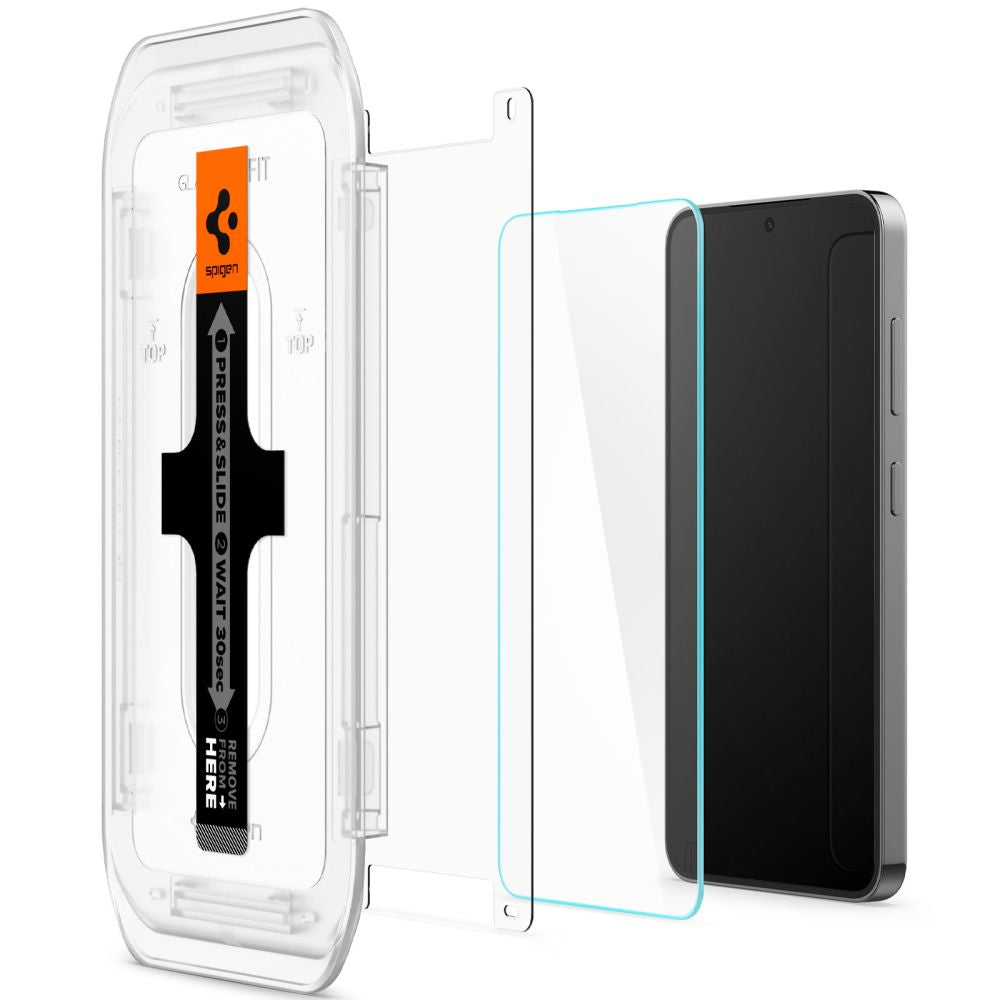 Folie de protectie Ecran Spigen GlastR EZ FIT pentru Samsung Galaxy S25+ S936 / S24+ S926, Sticla Securizata, Full Glue, Set 2 bucati AGL07432