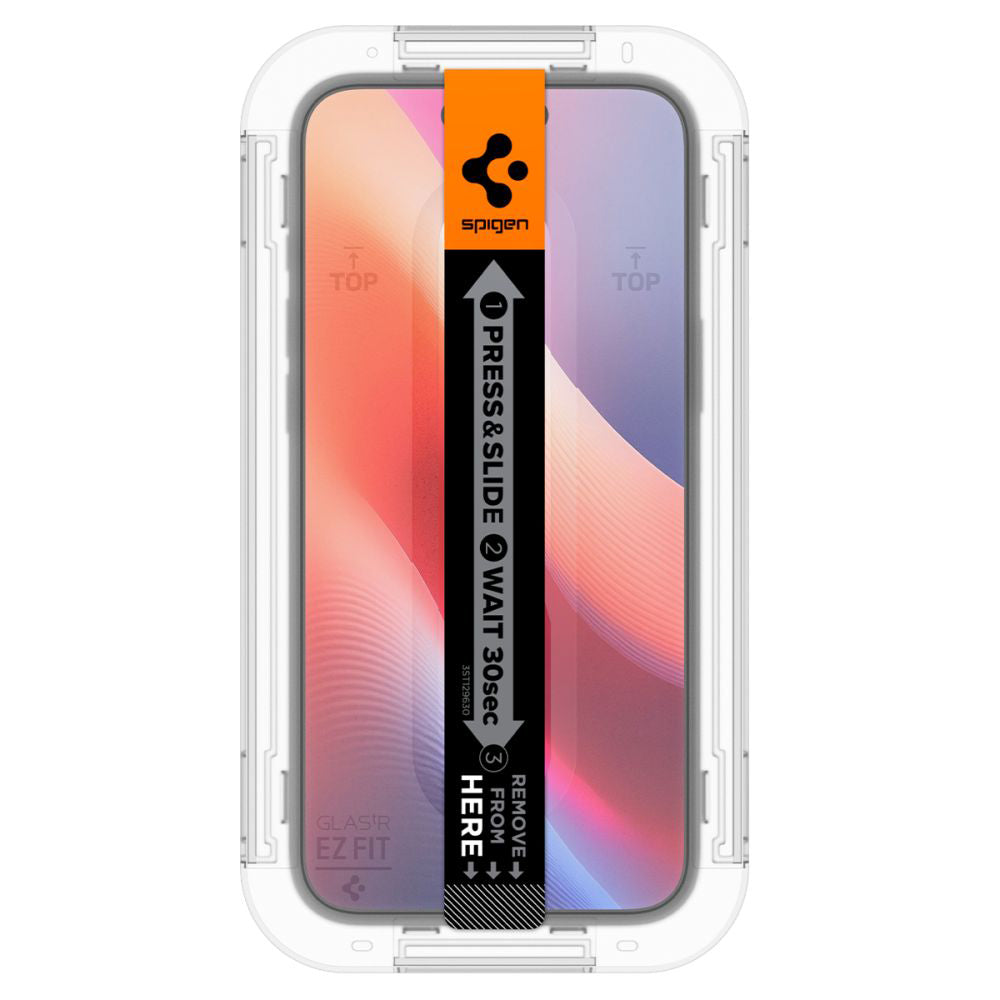 Folie de protectie Ecran Privacy Spigen GlastR EZ FIT pentru Apple iPhone 16 / 15, Sticla Securizata, Full Glue, Set 2 bucati AGL06905