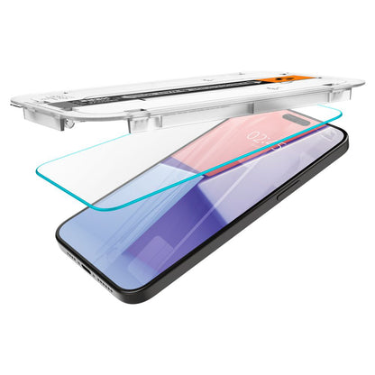 Folie de protectie Ecran Spigen GlastR EZ FIT pentru Apple iPhone 15 Pro, Sticla Securizata, Full Glue, Set 2 bucati AGL06892