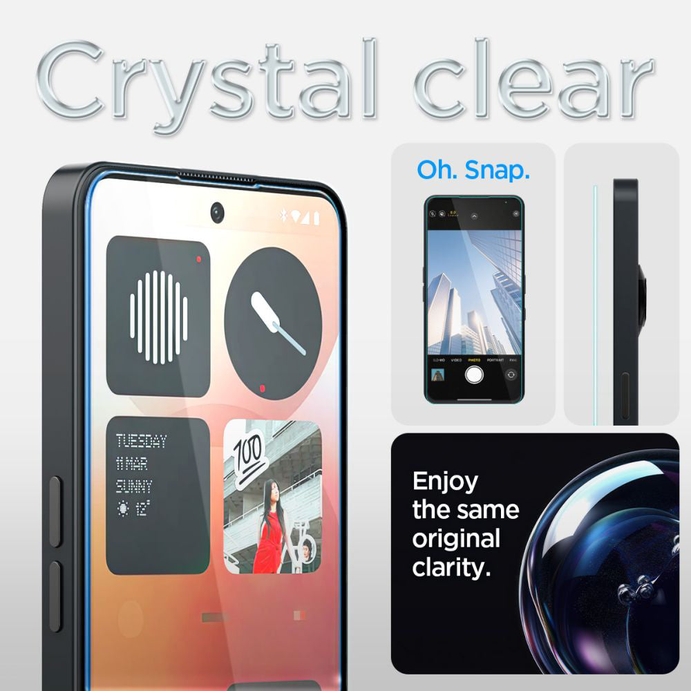 Folie de protectie Ecran Clear Spigen GlastR EZ FIT pentru Nothing Phone (3a) / Phone (3a) Pro, Sticla Securizata, Full Glue AGL09429