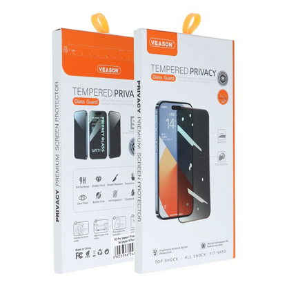 Folie de protectie Ecran Privacy Veason pentru Apple iPhone 17e / 16e / 14 / 13 Pro, Sticla Securizata, Full Glue, 6D
