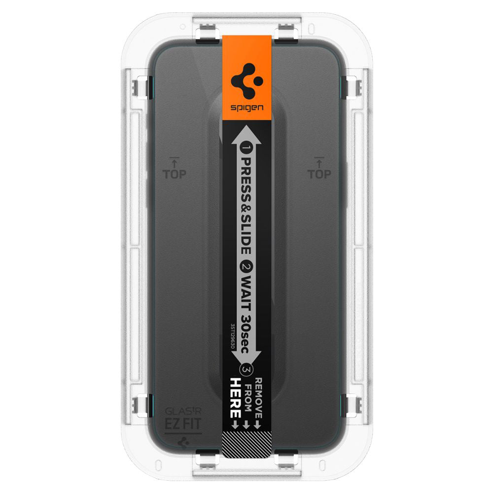 Folie de protectie Ecran Spigen GlastR EZ FIT pentru Apple iPhone 15 Pro, Sticla Securizata, Full Glue, Set 2 bucati AGL06892