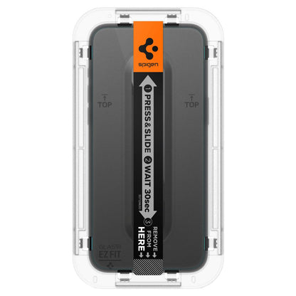 Folie de protectie Ecran Spigen GlastR EZ FIT pentru Apple iPhone 15 Pro, Sticla Securizata, Full Glue, Set 2 bucati AGL06892