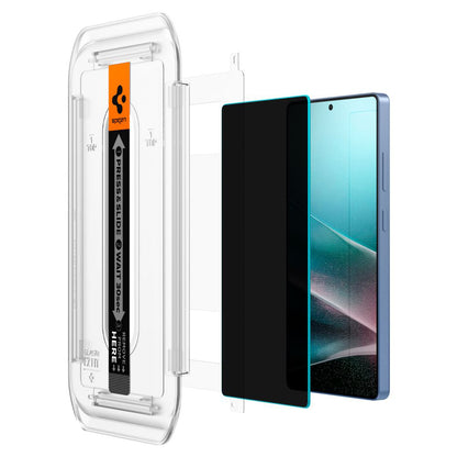 Folie de protectie Ecran Privacy Spigen GlastR EZ FIT HD pentru Samsung Galaxy S25 Ultra S938, Sticla Securizata, Full Glue, Set 2 bucati AGL09335