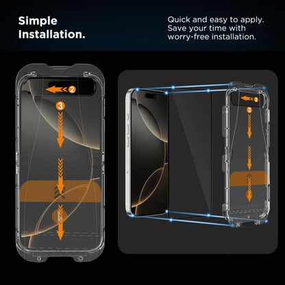Folie de protectie Ecran Tech-Protect Quick Set+ pentru Apple iPhone 17e / 16e / 14 / 13 Pro, Sticla Securizata, Full Glue, Set 2 bucati, Neagra