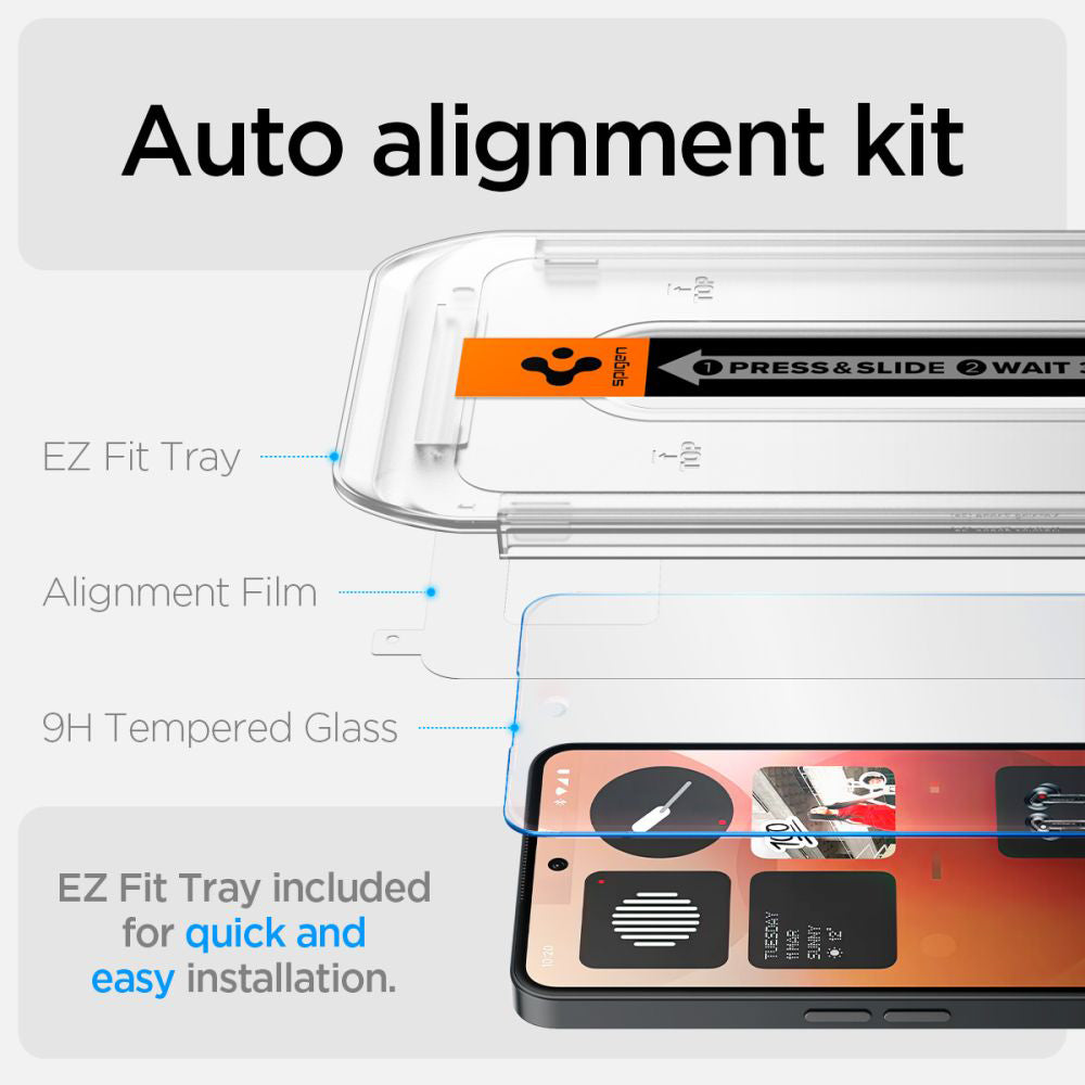 Folie de protectie Ecran Clear Spigen GlastR EZ FIT pentru Nothing Phone (3a) / Phone (3a) Pro, Sticla Securizata, Full Glue AGL09429