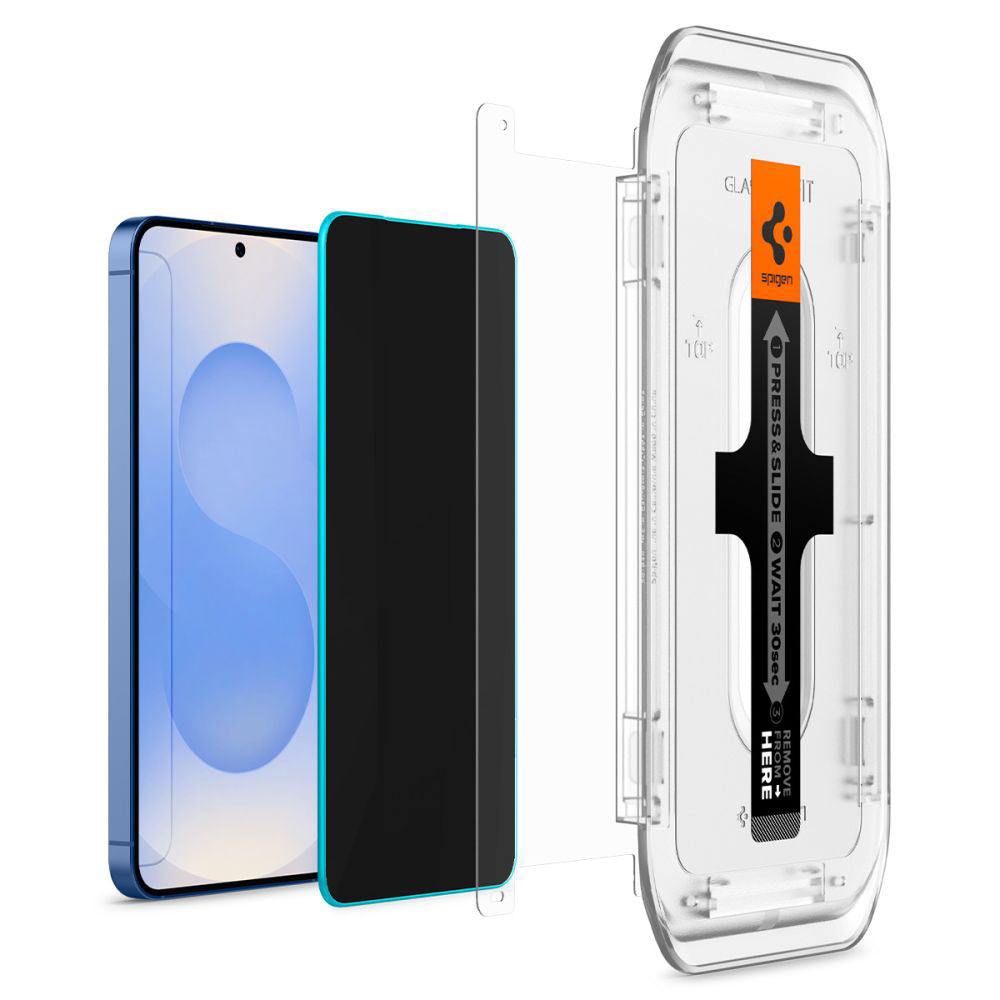 Folie de protectie Ecran Privacy Spigen GlastR EZ FIT HD pentru Samsung Galaxy S25 S931 / S24 S921, Sticla Securizata, Full Glue, Set 2 bucati