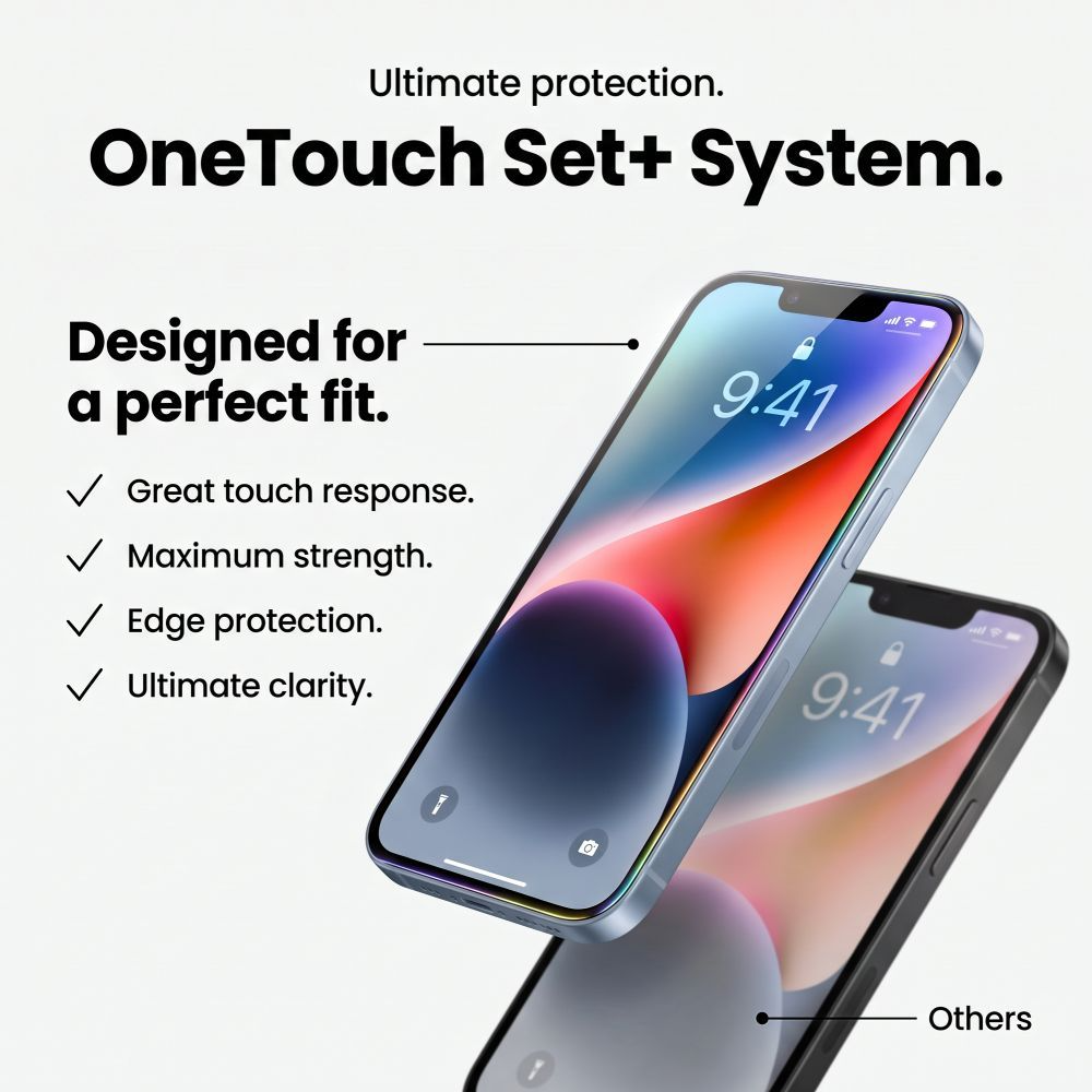 Folie de protectie Ecran Tech-Protect OneTouch pentru Apple iPhone 18 Pro Max / 17 Pro Max, Sticla Securizata, Full Glue, Set 2 bucati, Transparenta