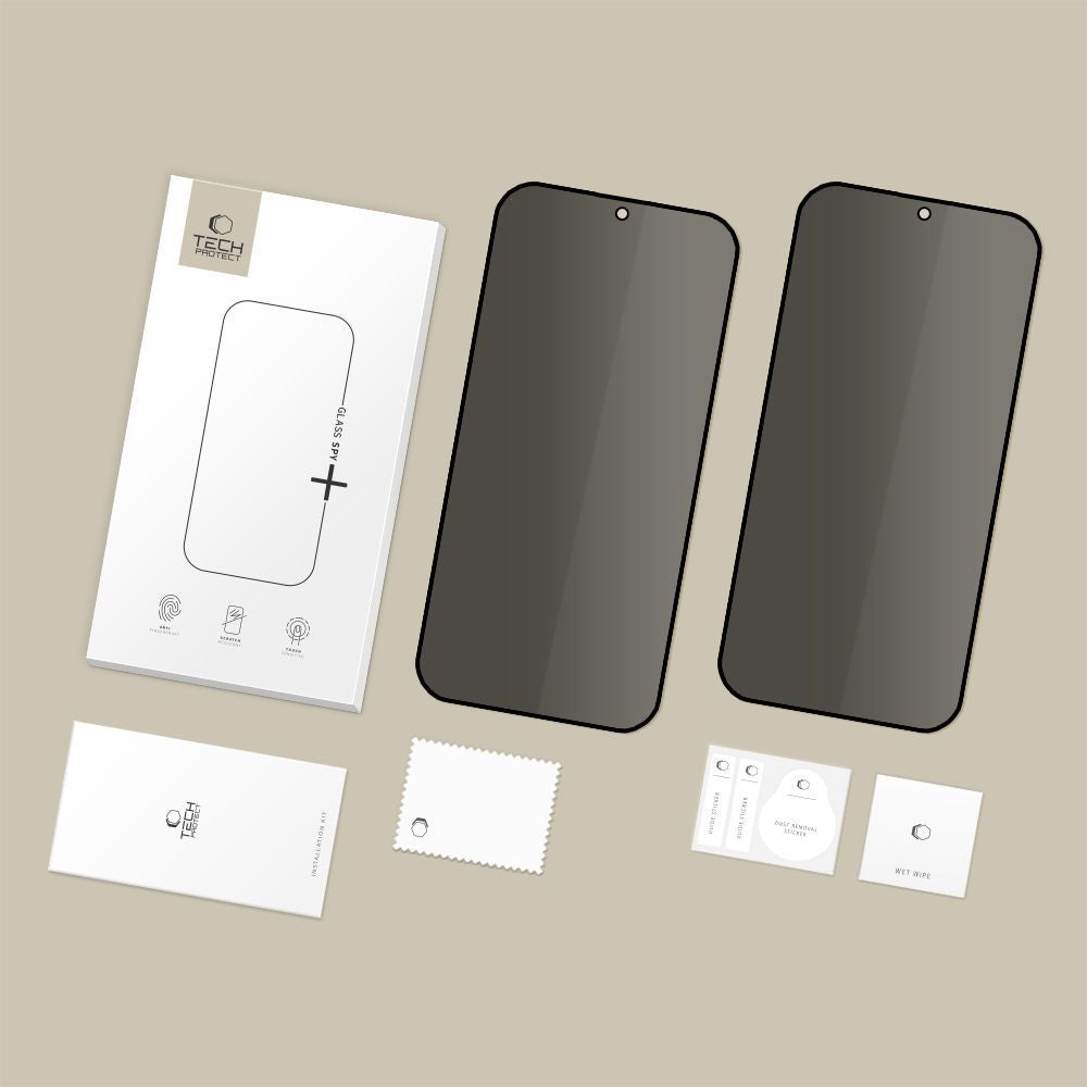 Folie de protectie Ecran Privacy Tech-Protect Spy+ pentru Samsung Galaxy S26 Plus S947, Sticla Securizata, Full Glue, Set 2 bucati