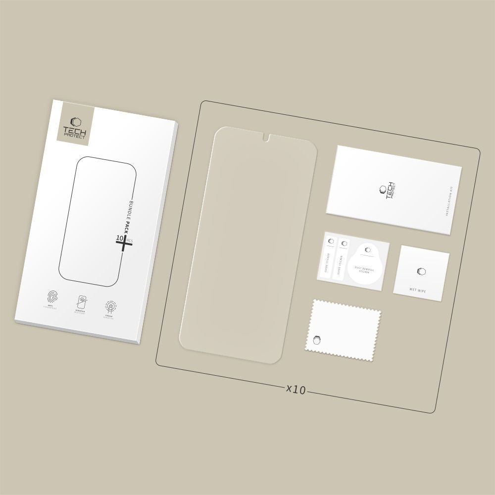 Folie de protectie Ecran Tech-Protect pentru Samsung Galaxy S26 S942, Sticla Securizata, Full Glue, Set 10 bucati