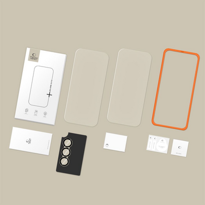Folie de protectie Ecran si Camera Spate Tech-Protect Quick Set+ pentru Samsung Galaxy A57 5G, Sticla Securizata, Full Glue, Set 3 bucati