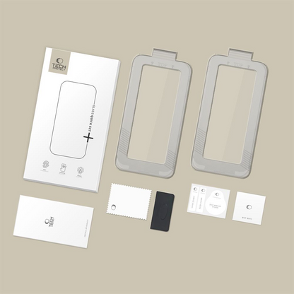 Folie de protectie Ecran Tech-Protect Quick Set+ pentru Apple iPhone 17, Sticla Securizata, Full Glue, Set 2 bucati, Neagra