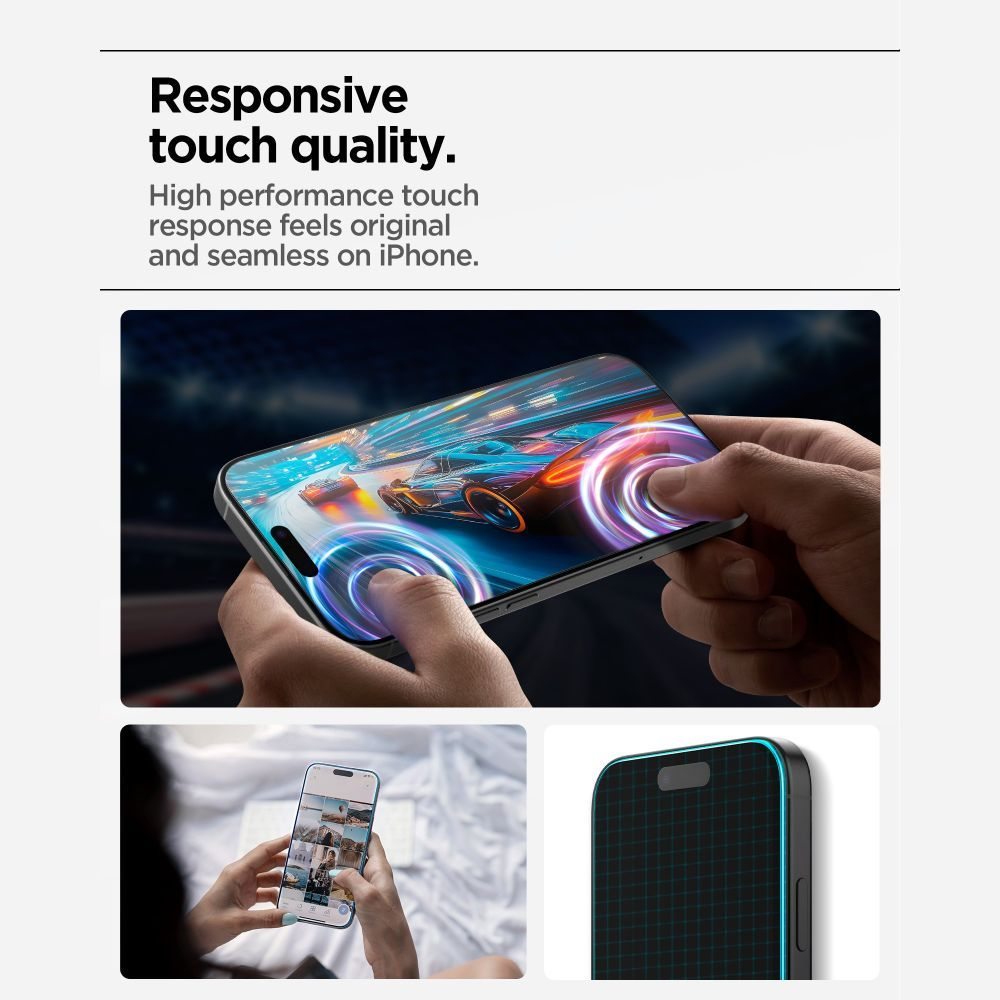 Folie de protectie Ecran Spigen GlastR Align Master Slim pentru Apple iPhone 17, Sticla Securizata, Full Glue, Set 3 bucati AGL10484